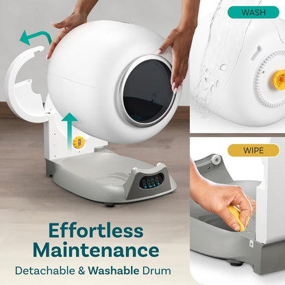 PetCove Smart Self-Cleaning Cat Litter Box (Gray) – App Control & Odor Control for Multi-Cat Households