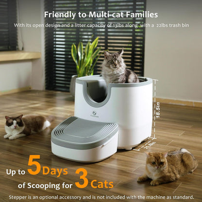 Furoomate Automatic Self-Cleaning Cat Litter Box – Large Open Design & Safety Sensors