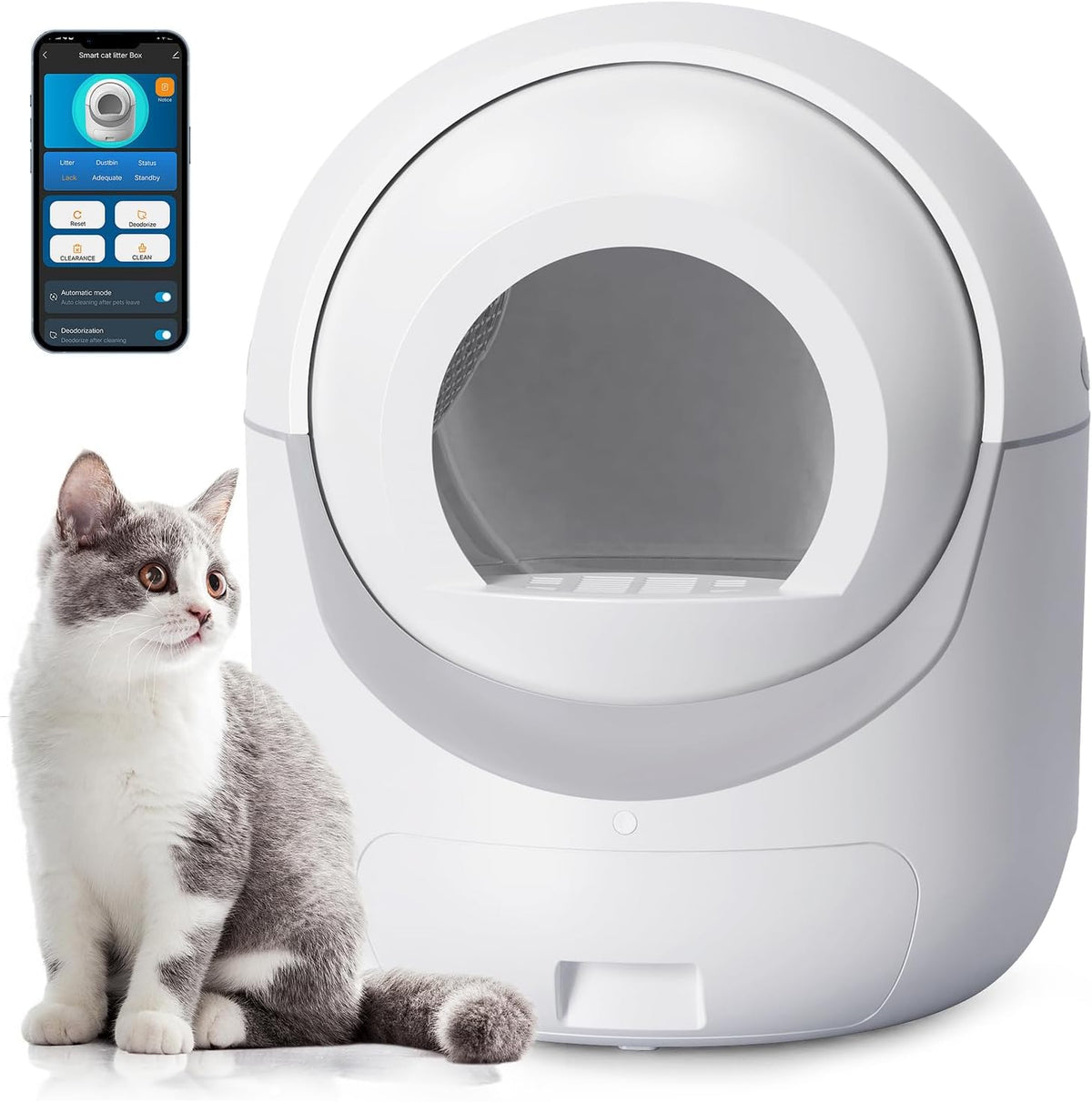 Smart Self-Cleaning Cat Litter Box with App – Odor Control & Safety System for Multi-Cat Households