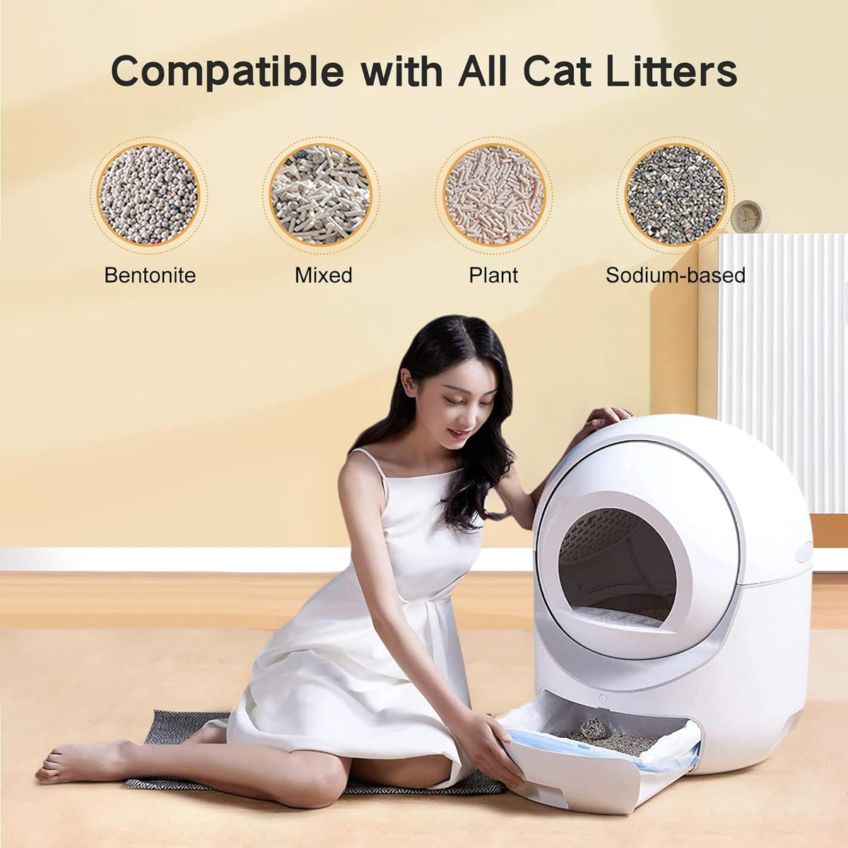 Smart Self-Cleaning Cat Litter Box with App – Odor Control & Safety System for Multi-Cat Households