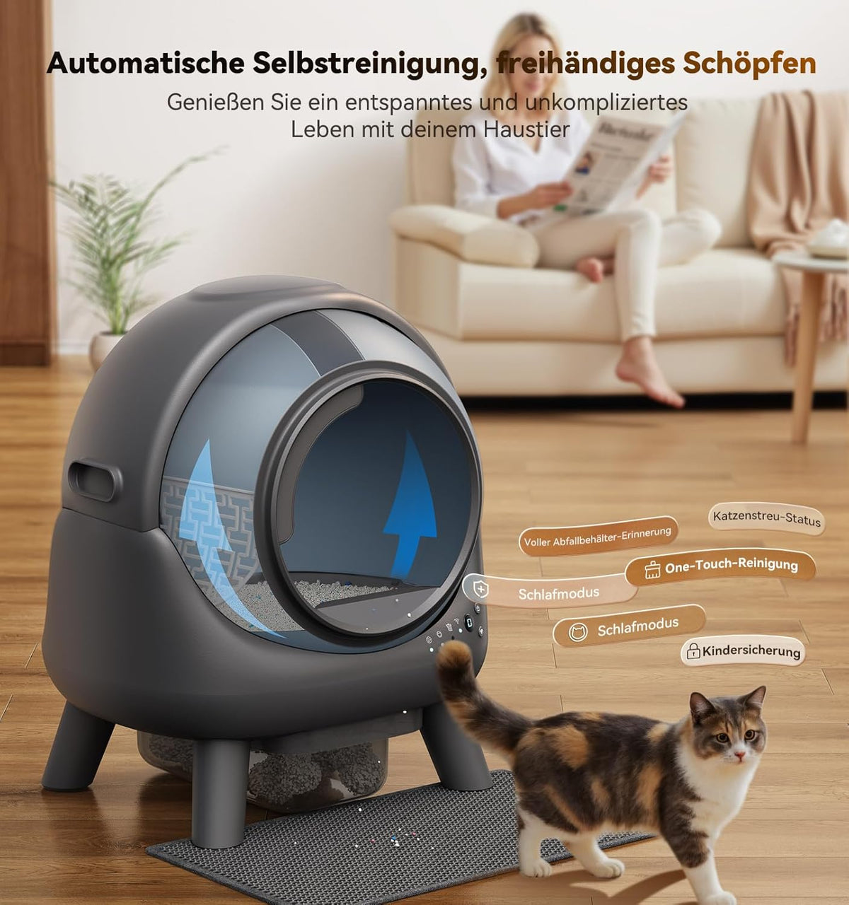 FEELNEEDY Self-Cleaning Cat Litter Box 65L with App