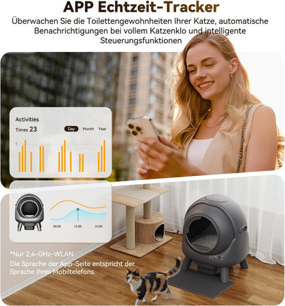 FEELNEEDY Self-Cleaning Cat Litter Box 65L with App