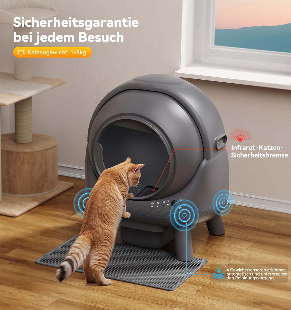 FEELNEEDY Self-Cleaning Cat Litter Box 65L with App