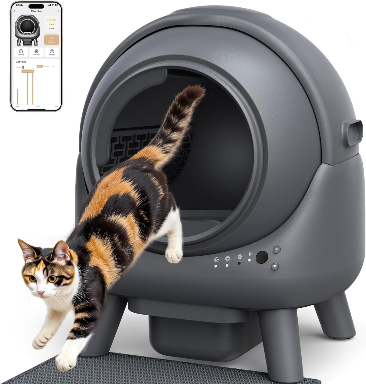 FEELNEEDY Self-Cleaning Cat Litter Box 65L with App