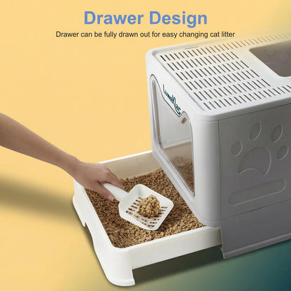 Lumeklar EasySlide™ | Large Enclosed Litter Box with Anti-Tracking Top Entry