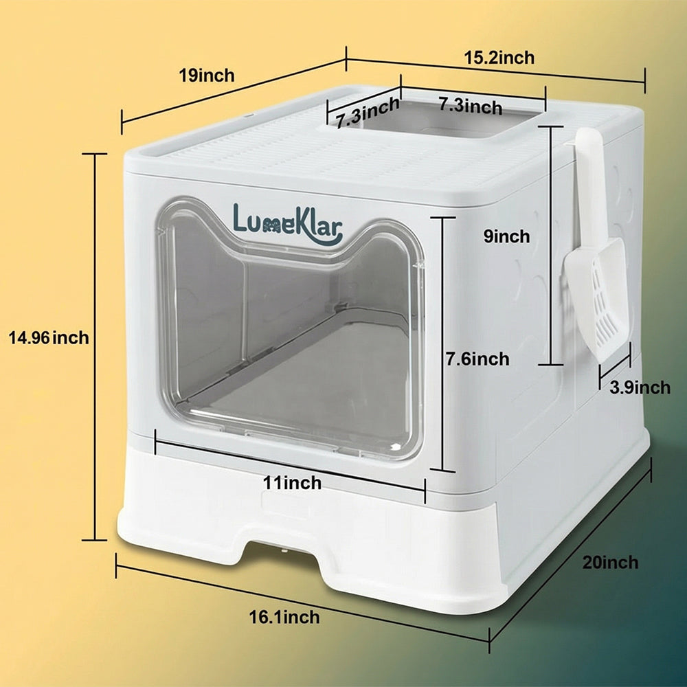 Lumeklar EasySlide™ | Large Enclosed Litter Box with Anti-Tracking Top Entry