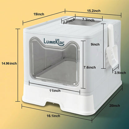 Lumeklar EasySlide™ | Large Enclosed Litter Box with Anti-Tracking Top Entry