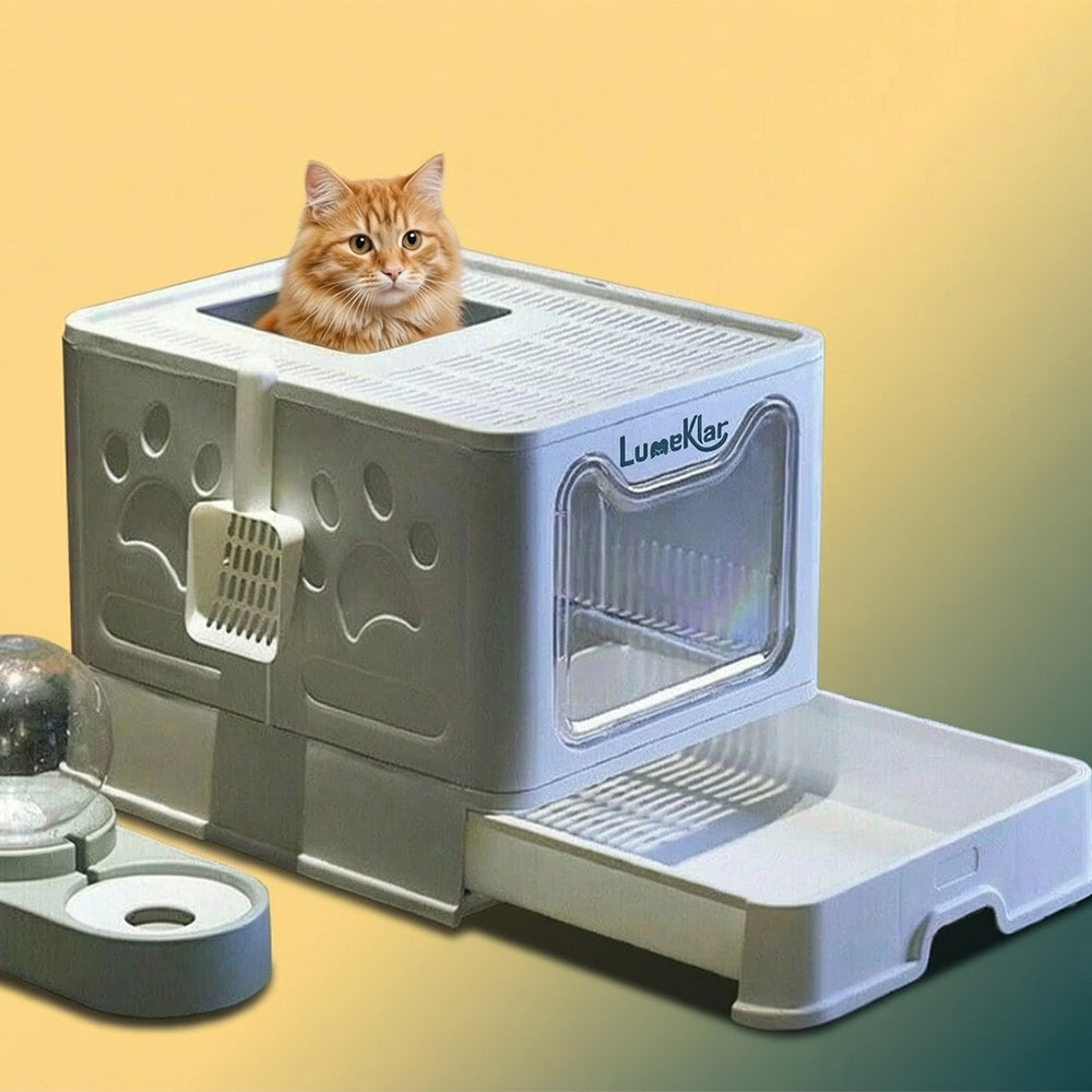 Lumeklar EasySlide™ | Large Enclosed Litter Box with Anti-Tracking Top Entry