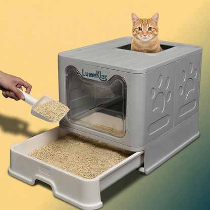 Lumeklar EasySlide™ | Large Enclosed Litter Box with Anti-Tracking Top Entry