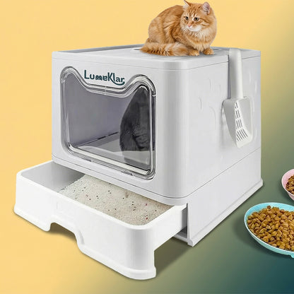 Lumeklar EasySlide™ | Large Enclosed Litter Box with Anti-Tracking Top Entry