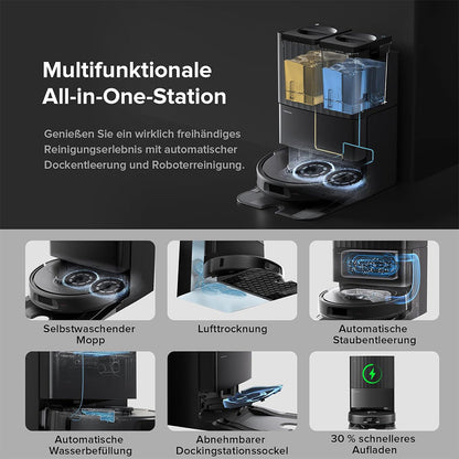 Roborock QV 35A – Vacuum & Mop Robot with 8000 Pa Suction, Mop Lifting, Obstacle Avoidance, and All-in-One Dock