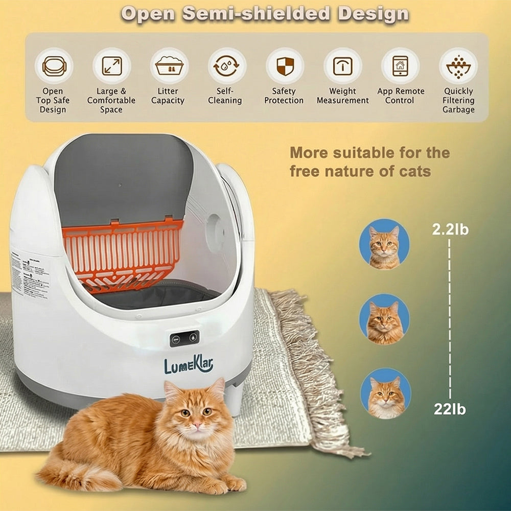 Lumeklar OmniClean™ Pro | Smart Self-Cleaning Litter Box with App Control